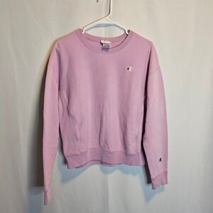 Champion Reverse Weave Sweatshirt Lavender Purple‎ Crew Neck Pullover Womens Med